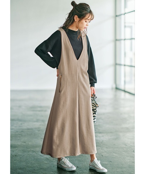 GeeRA(ジーラ)の「ポンチ裏起毛ジャンパースカート(ジャンパースカート・レディース・ベージュ/ブラック/ブラウン・XX-LARGE/LARGE/X-LARGE/MEDIUM)」の12枚目の写真