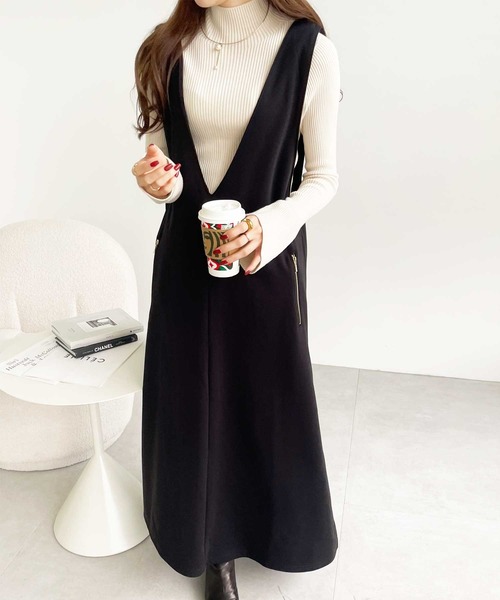 GeeRA(ジーラ)の「ポンチ裏起毛ジャンパースカート(ジャンパースカート・レディース・ベージュ/ブラック/ブラウン・XX-LARGE/LARGE/X-LARGE/MEDIUM)」の16枚目の写真