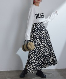 vis-`a-vis | 【vis-`a-vis】ゼブラ柄ハイウエストフレアースカート(スカート)