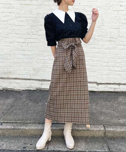 MAJESTIC LEGON（マジェスティックレゴン）の「ハイウエストIラインスカート（スカート・レディース・ブラウン系その他2/ブラック系その他/ブラック・SMALL/MEDIUM）」の22枚目の写真