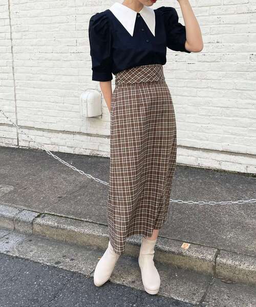 MAJESTIC LEGON（マジェスティックレゴン）の「ハイウエストIラインスカート（スカート・レディース・ブラウン系その他2/ブラック系その他/ブラック・SMALL/MEDIUM）」の21枚目の写真