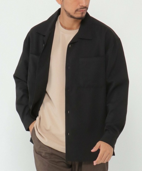 IKKA LOUNGE（イッカラウンジ）の「LANATEC CPOシャツ（シャツ/ブラウス・メンズ・ブラック/ダークブラウン・S/M/L/XL）」の2枚目の写真