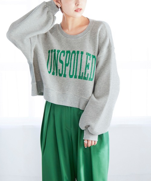 Heather（ヘザー）の「ショート丈ロゴスウェット　236941（スウェット・レディース・ネイビー/グレー/アイボリー・FREE）」の3枚目の写真