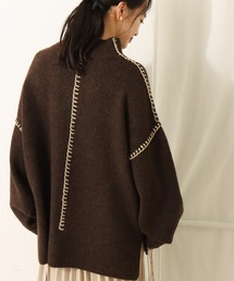 6G天竺　配色ステッチニットプルオーバー