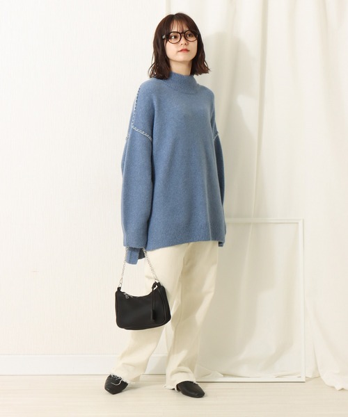 libelle more（リベル モア）の「6G天竺　配色ステッチニットプルオーバー（ニット/セーター・レディース・スモークピンク/グレイッシュブルー/ブラウン/ベージュ・L/M）」の13枚目の写真