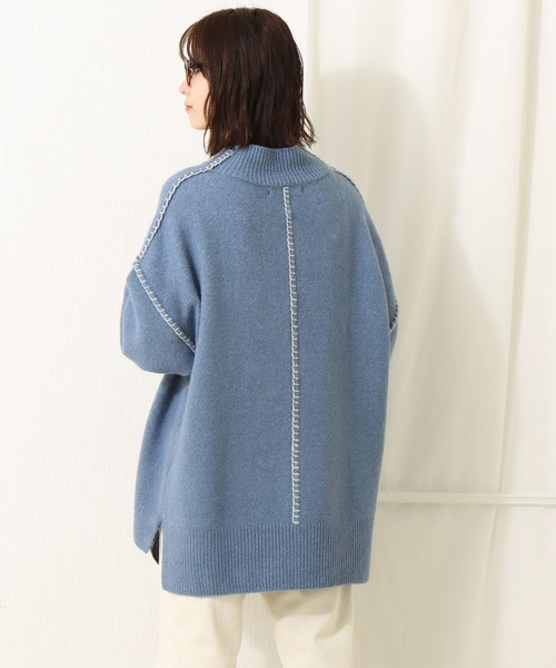 libelle more（リベル モア）の「6G天竺　配色ステッチニットプルオーバー（ニット/セーター・レディース・スモークピンク/グレイッシュブルー/ブラウン/ベージュ・L/M）」の7枚目の写真