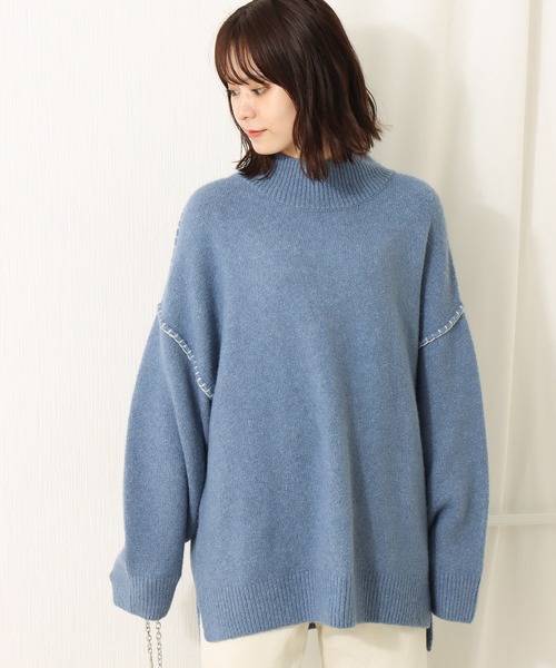 libelle more（リベル モア）の「6G天竺　配色ステッチニットプルオーバー（ニット/セーター・レディース・スモークピンク/グレイッシュブルー/ブラウン/ベージュ・L/M）」の22枚目の写真