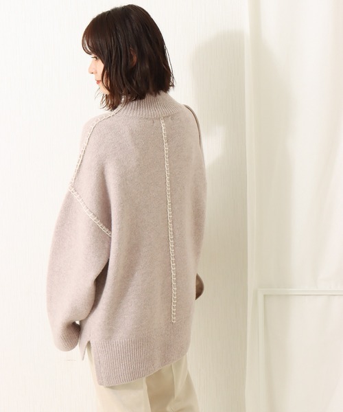 libelle more（リベル モア）の「6G天竺　配色ステッチニットプルオーバー（ニット/セーター・レディース・スモークピンク/グレイッシュブルー/ブラウン/ベージュ・L/M）」の16枚目の写真