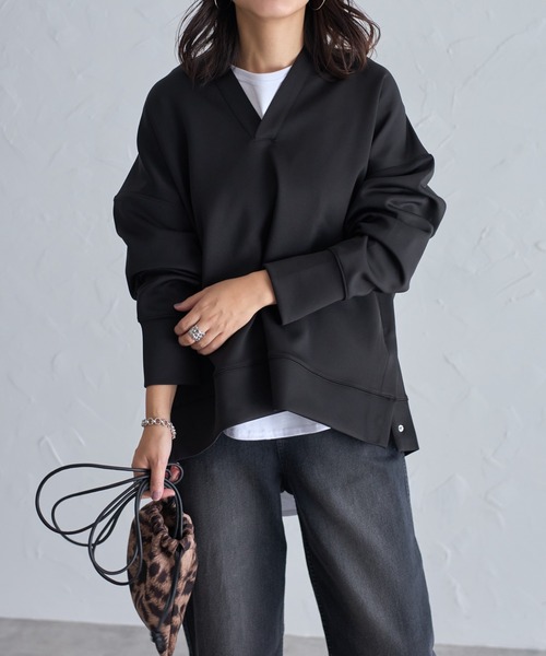 each（イーチ）の「サイドスナップボタンVネックダンボールパーカー（パーカー・レディース・ブラック/ベージュ/アイボリー/グレー/ネイビー/ブラウン・FREE）」の17枚目の写真