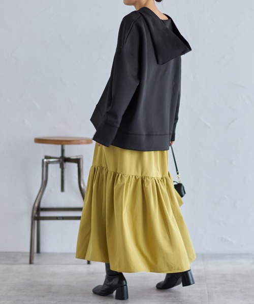 each（イーチ）の「サイドスナップボタンVネックダンボールパーカー（パーカー・レディース・ブラック/ベージュ/アイボリー/グレー/ネイビー/ブラウン・FREE）」の8枚目の写真