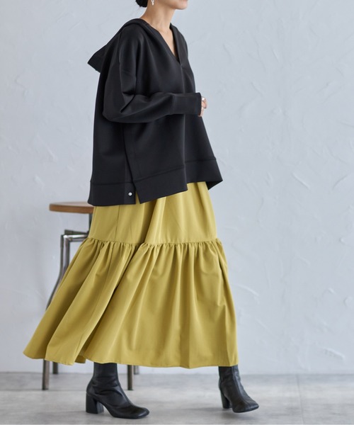 each（イーチ）の「サイドスナップボタンVネックダンボールパーカー（パーカー・レディース・ブラック/ベージュ/アイボリー/グレー/ネイビー/ブラウン・FREE）」の13枚目の写真