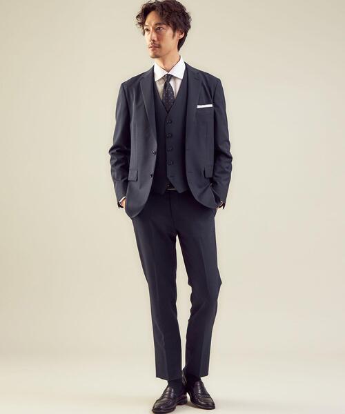 WORK TRIP OUTFITS GREEN LABEL RELAXING（ワークトリップアウトフィッツグリーンレーベル リラクシング）の「WTO TWPU サージ千鳥 スリム スーツジャケット -ウォッシャブル・防シワ・ストレッチ- ＊＊（スーツジャケット・メンズ・ダークグレー/ネイビー・S/44/XL/50/XXS/40/M/46/XS/42/L/48）」の6枚目の写真