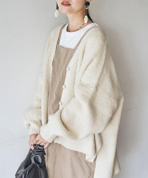 coen（コーエン）の「［洗える］ユルシャギーVネックニットカーディガン（カーディガン/ボレロ・レディース・ダークグレー/ブラウン/オフホワイト・FREE）」の19枚目の写真