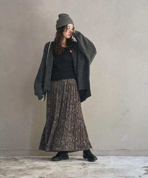 coen（コーエン）の「［洗える］ユルシャギーVネックニットカーディガン（カーディガン/ボレロ・レディース・ダークグレー/ブラウン/オフホワイト・FREE）」の12枚目の写真