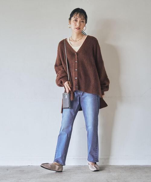 coen（コーエン）の「［洗える］ユルシャギーVネックニットカーディガン（カーディガン/ボレロ・レディース・ダークグレー/ブラウン/オフホワイト・FREE）」の14枚目の写真