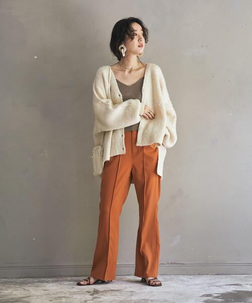 coen（コーエン）の「［洗える］ユルシャギーVネックニットカーディガン（カーディガン/ボレロ・レディース・ダークグレー/ブラウン/オフホワイト・FREE）」の7枚目の写真