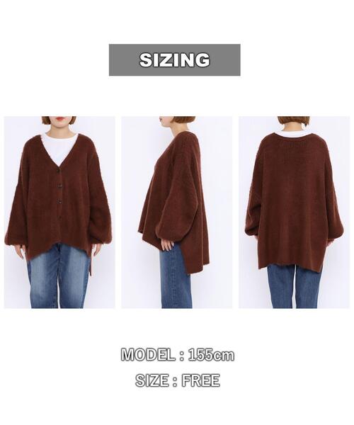 coen（コーエン）の「［洗える］ユルシャギーVネックニットカーディガン（カーディガン/ボレロ・レディース・ダークグレー/ブラウン/オフホワイト・FREE）」の9枚目の写真