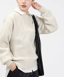 HONEYSUCKLE ROSE | 【HONEYSUCKLE ROSE】洗える軽ふわケーブルニット(ニット/セーター)