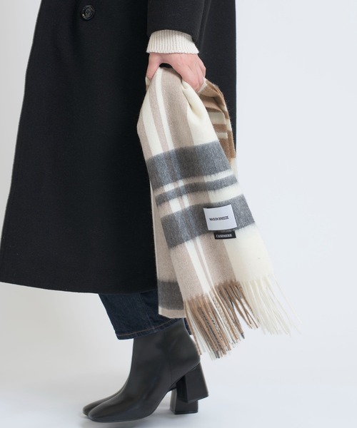 MAISON BREEZE オーガニックカシミヤミックスマフラー オーガニックカシミヤミックスマフラー 無地 カシミア[品番