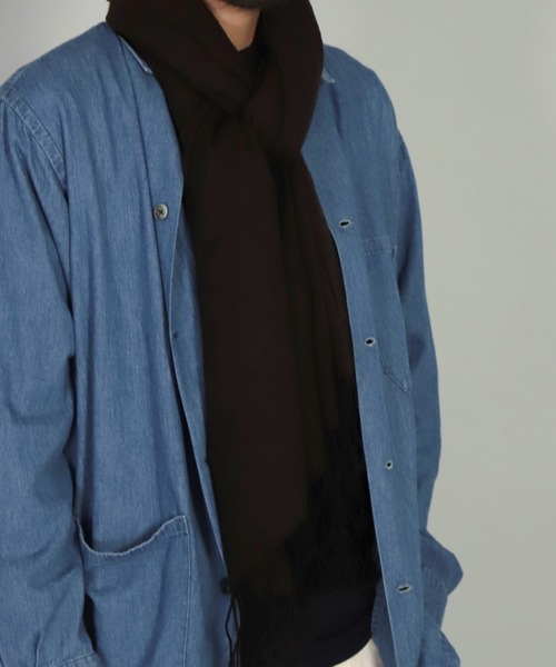 KHATA（カタ）の「[ KHATA ] 2LAYES STOLE（ストール/ショール・メンズ・ダークブラウン/ブラウン/ネイビー・FREE）」の18枚目の写真