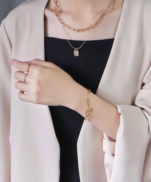 blackdia ocean（ブラックダイヤオーシャン）の「blackdia ocean マンテルペーパークリップチェーンブレスレット（ブレスレット・レディース・シルバー/ゴールド・20.5cm）」の7枚目の写真