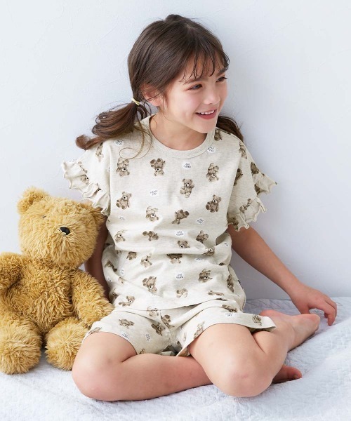 devirock（デビロック）の「綿100% ガールズ フリル半袖パジャマ（ルームウェア/パジャマ・キッズ・グレイッシュブルー/オートミール/グリーン系その他/ホワイト/オフホワイト/ネイビー/ピンク/パープル系その他/ブルー系その他/パープル系その他2/ホワイト系その他/その他13/その他12/その他14/ベージュ系その他・140cm/100cm/120cm/150cm/110cm/160cm/130cm）」の6枚目の写真