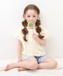 綿100% ガールズ フリル半袖パジャマ