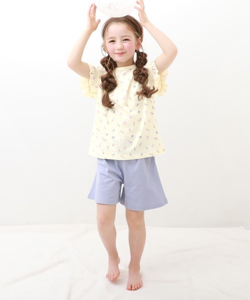 devirock（デビロック）の「綿100% ガールズ フリル半袖パジャマ（ルームウェア/パジャマ・キッズ・グレイッシュブルー/オートミール/グリーン系その他/ホワイト/オフホワイト/ネイビー/ピンク/パープル系その他/ブルー系その他/パープル系その他2/ホワイト系その他/その他13/その他12/その他14/ベージュ系その他・140cm/100cm/120cm/150cm/110cm/160cm/130cm）」の17枚目の写真