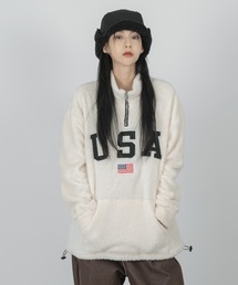 【UNISEX】半ジップアップUSA ウールロングTシャツ
