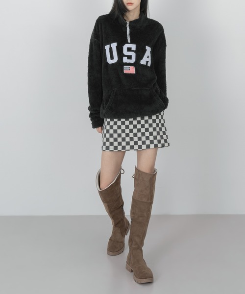 FOLLOWIN（フォロウィン）の「【UNISEX】半ジップアップUSA ウールロングTシャツ（Tシャツ/カットソー・レディース・ブラック/ブルー/アイボリー・FREE）」の7枚目の写真