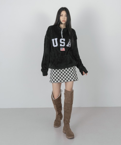 FOLLOWIN（フォロウィン）の「【UNISEX】半ジップアップUSA ウールロングTシャツ（Tシャツ/カットソー・レディース・ブラック/ブルー/アイボリー・FREE）」の8枚目の写真