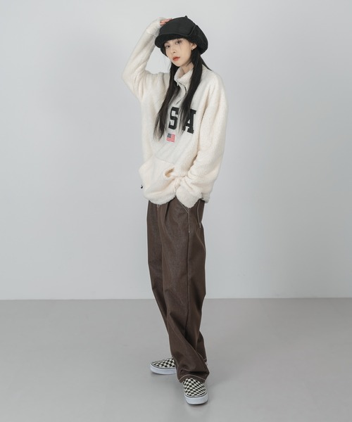 FOLLOWIN（フォロウィン）の「【UNISEX】半ジップアップUSA ウールロングTシャツ（Tシャツ/カットソー・レディース・ブラック/ブルー/アイボリー・FREE）」の13枚目の写真