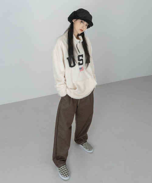 FOLLOWIN（フォロウィン）の「【UNISEX】半ジップアップUSA ウールロングTシャツ（Tシャツ/カットソー・レディース・ブラック/ブルー/アイボリー・FREE）」の21枚目の写真