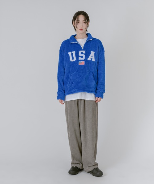 FOLLOWIN（フォロウィン）の「【UNISEX】半ジップアップUSA ウールロングTシャツ（Tシャツ/カットソー・レディース・ブラック/ブルー/アイボリー・FREE）」の22枚目の写真