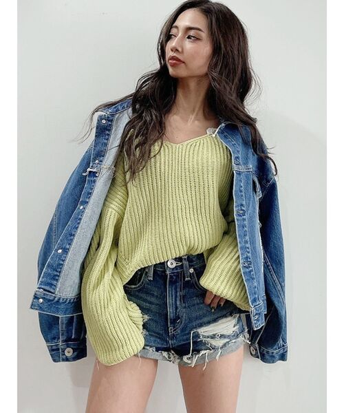 GYDA（ジェイダ）の「ジャストウエストダメージデニムショートパンツ（デニムパンツ・レディース・ブルー/ライトブルー・X-SMALL/SMALL/MEDIUM/LARGE）」の10枚目の写真