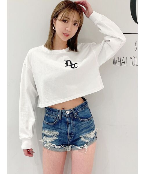 ✴︎GYDA ダメージ　デニム　ショート　現行品✴︎ ジェイダ GYDA H/W LEFT HEMダメージデニムショートパンツ （BLU