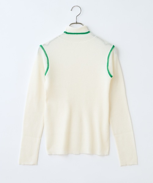 CIAOPANIC（チャオパニック）の「配色シアーリブタートルネックプルオーバー（Tシャツ/カットソー・レディース・ブラック/ベージュ/オフホワイト/イエロー・FREE）」の16枚目の写真