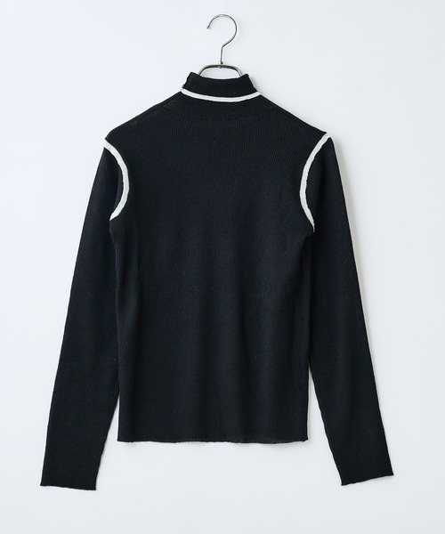 CIAOPANIC（チャオパニック）の「配色シアーリブタートルネックプルオーバー（Tシャツ/カットソー・レディース・ブラック/ベージュ/オフホワイト/イエロー・FREE）」の11枚目の写真