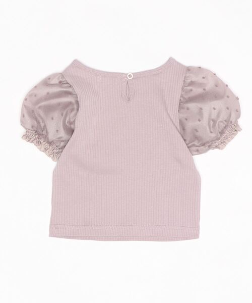 pairmanon（ペアマノン）の「【プレミアムリブコットン100%】ドットシアードッキングパワーショルダー半袖ブラウス（Tシャツ/カットソー・キッズ・ブラック/アイボリー/ラベンダー/グレイッシュベージュ・110/120/130/150/100/90/140）」の19枚目の写真