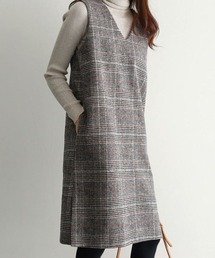 Doux Belle | チェックジャンパースカート ミディアム丈(ジャンパースカート)