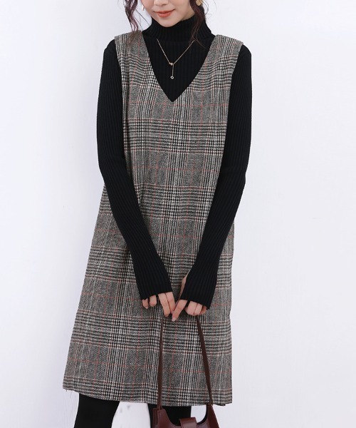 Doux Belle（ドゥーベル）の「チェックジャンパースカート ミディアム丈（ジャンパースカート・レディース・グレー/グレー系その他/ブルー・MEDIUM/X-LARGE/LARGE）」の7枚目の写真