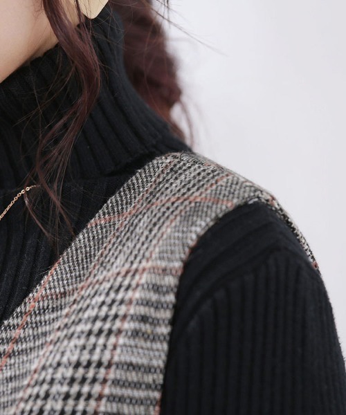 Doux Belle（ドゥーベル）の「チェックジャンパースカート ミディアム丈（ジャンパースカート・レディース・グレー/グレー系その他/ブルー・MEDIUM/X-LARGE/LARGE）」の6枚目の写真