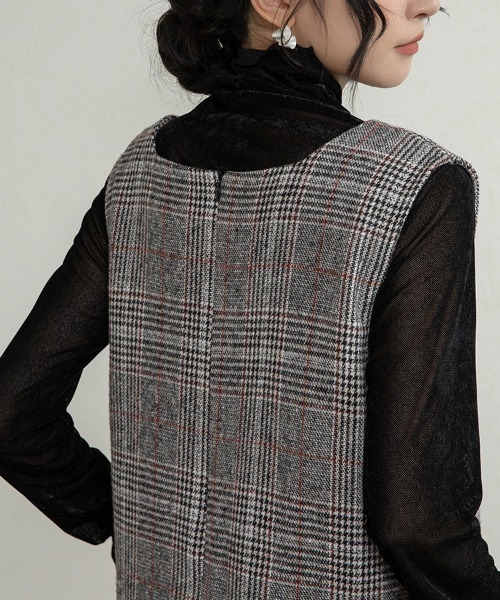 Doux Belle（ドゥーベル）の「チェックジャンパースカート ミディアム丈（ジャンパースカート・レディース・グレー/グレー系その他/ブルー・MEDIUM/X-LARGE/LARGE）」の12枚目の写真