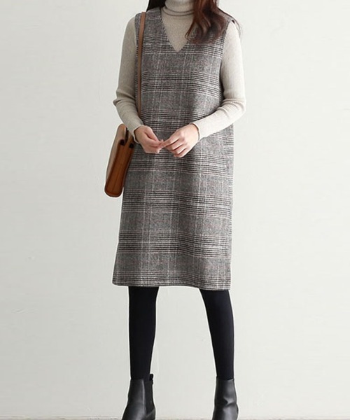 Doux Belle（ドゥーベル）の「チェックジャンパースカート ミディアム丈（ジャンパースカート・レディース・グレー/グレー系その他/ブルー・MEDIUM/X-LARGE/LARGE）」の20枚目の写真