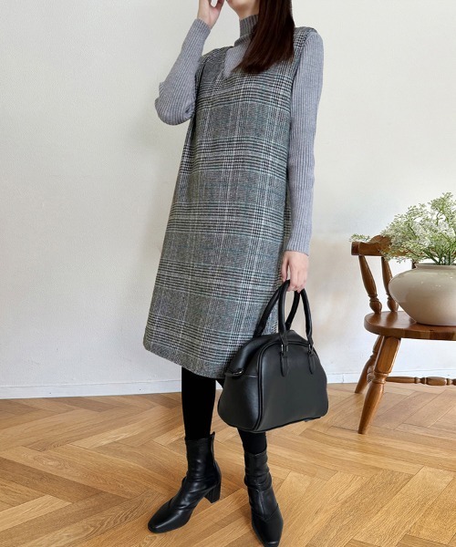 Doux Belle（ドゥーベル）の「チェックジャンパースカート ミディアム丈（ジャンパースカート・レディース・グレー/グレー系その他/ブルー・MEDIUM/X-LARGE/LARGE）」の22枚目の写真