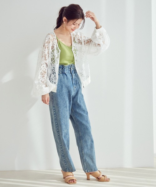 vis-`a-vis(ビサビ)の「【WEB限定】シースルーシアーレースノーカラーブルゾン(ブルゾン・レディース・ホワイト/ブラック・M)」の6枚目の写真