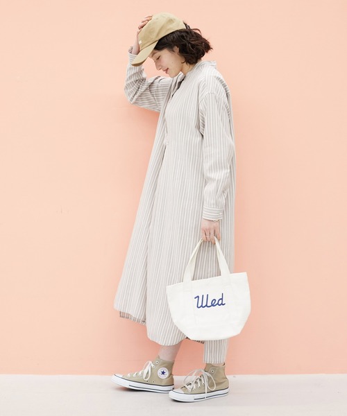 CRAFT STANDARD BOUTIQUE（クラフトスタンダードブティック）の「タックバンドカラーシャツワンピース　＊◆（シャツワンピース・レディース・ストライプ/ベージュ系その他2/ブルー系その他6・FREE）」の13枚目の写真