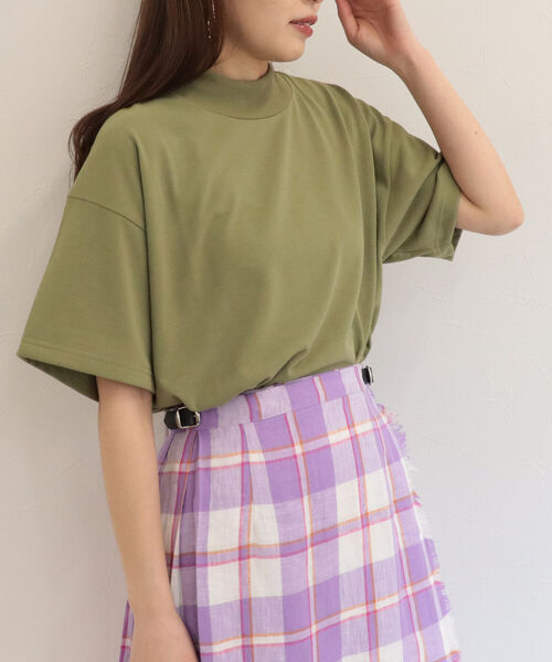WILD THINGS(ワイルドシングス)の「【WEB限定】【WILD THINGS/ワイルドシングス】true dryモックネックTシャツ(Tシャツ/カットソー・レディース・オフホワイト/オリーブ/ライトパープル・MEDIUM)」の10枚目の写真