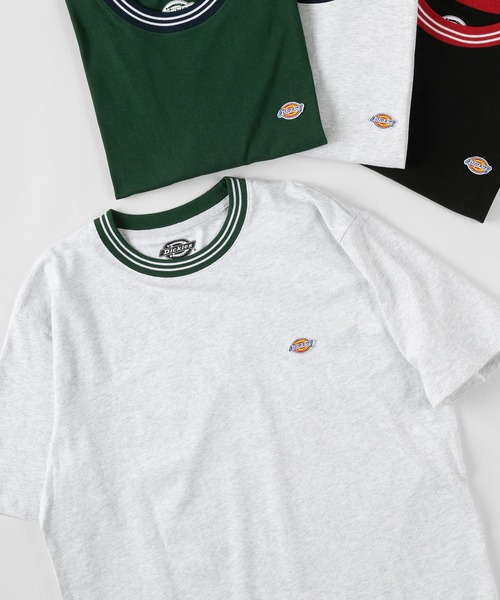 Dickies（ディッキーズ）の「【Dickies/ディッキーズ】 ワンポイント無地＆リブライン(ミニロゴワッペン+袖切替え) クルーネックTシャツ/ リンガーT（Tシャツ/カットソー・メンズ・ホワイト/ブラック/ネイビー/グレー/グリーン/グレー系その他/グレー系その他2/グレー系その他3/グリーン系その他/マスタード/ダークネイビー/チャコールグレー/ブラック系その他/ブルー/アッシュグレー/オフホワイト・M/L/XL）」の9枚目の写真