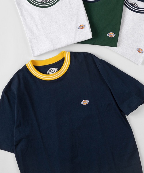 Dickies（ディッキーズ）の「【Dickies/ディッキーズ】 ワンポイント無地＆リブライン(ミニロゴワッペン+袖切替え) クルーネックTシャツ/ リンガーT（Tシャツ/カットソー・メンズ・ホワイト/ブラック/ネイビー/グレー/グリーン/グレー系その他/グレー系その他2/グレー系その他3/グリーン系その他/マスタード/ダークネイビー/チャコールグレー/ブラック系その他/ブルー/アッシュグレー/オフホワイト・M/L/XL）」の14枚目の写真
